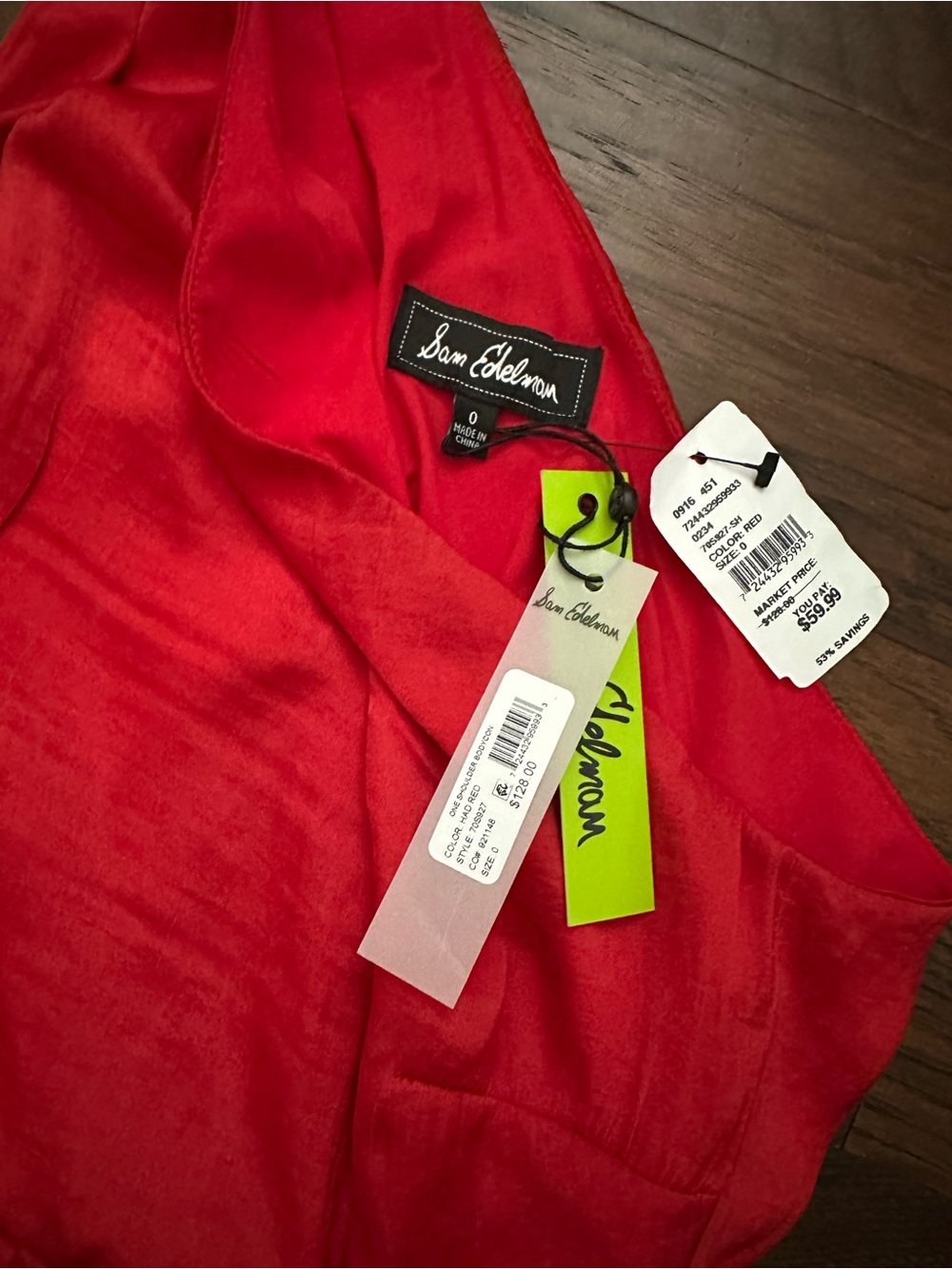 Sam Edelman Red One-Shoulder Ruched Midi Dress - Picture 2 of 4